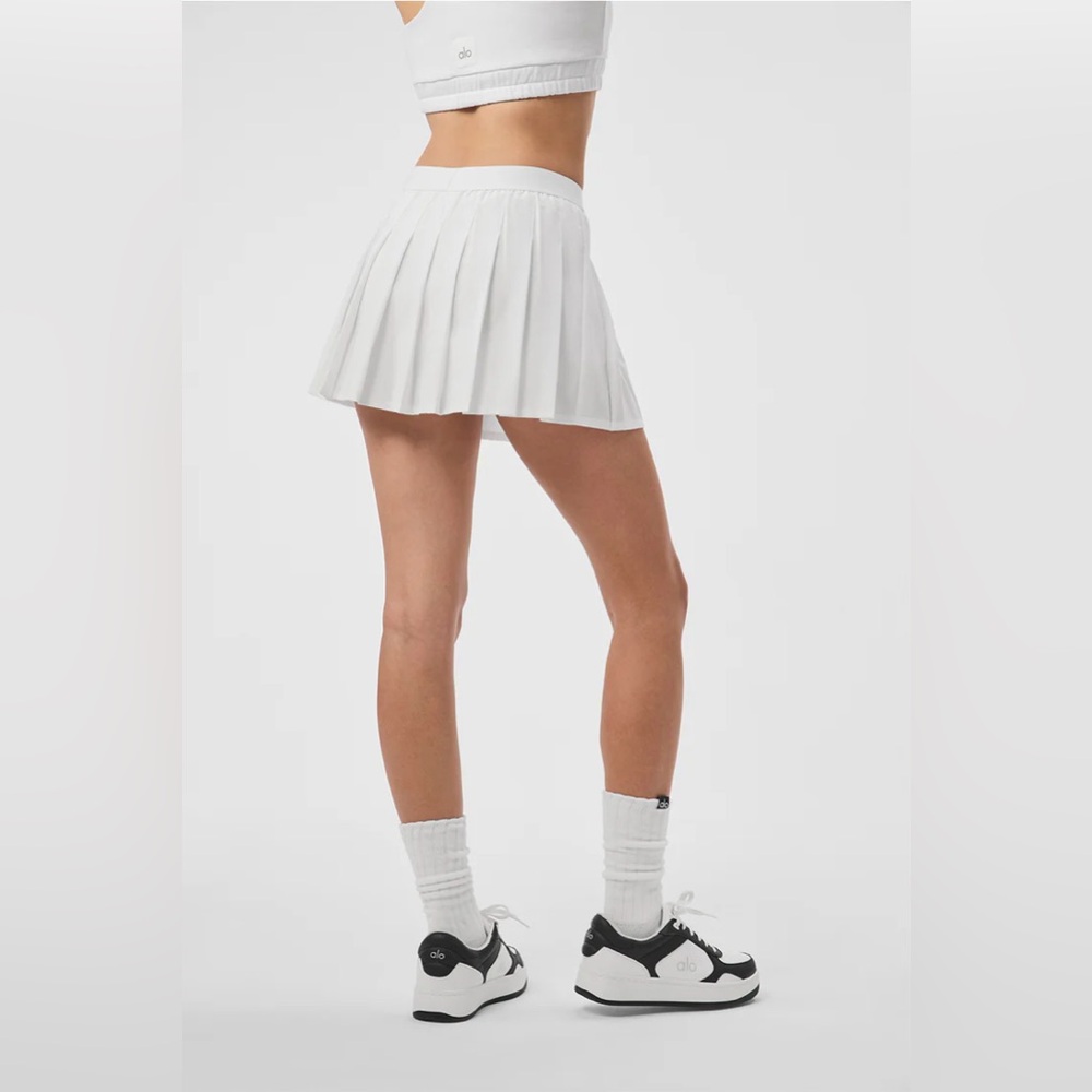 ALO Yoga White Pleated Tennis Skirt